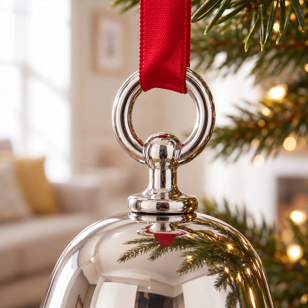 Ravanox Silver Bell Ornament with Round Top lifetime engraving