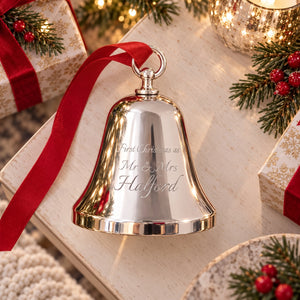 Ravanox Silver Bell Ornament with Round Top lifetime engraving
