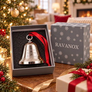 Ravanox Silver Bell Ornament with Round Top lifetime engraving