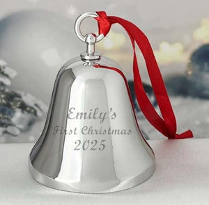 Ravanox Silver Bell Ornament, 3.25" lifetime engraving
