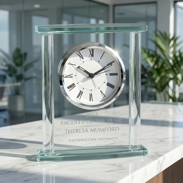 Ravanox Square Jade Glass Clock, 7"