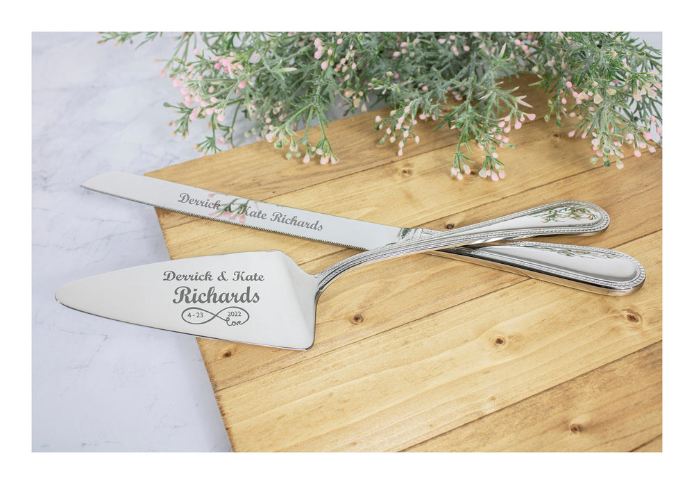 Reed & Barton Lyndon Silver Wedding Cake Cutting Set lifetime engraving