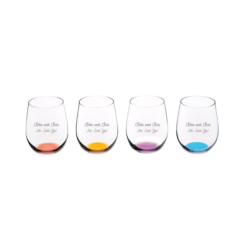 Riedel Happy O Colorful Wine Tumblers, Set of 4 lifetime engraving