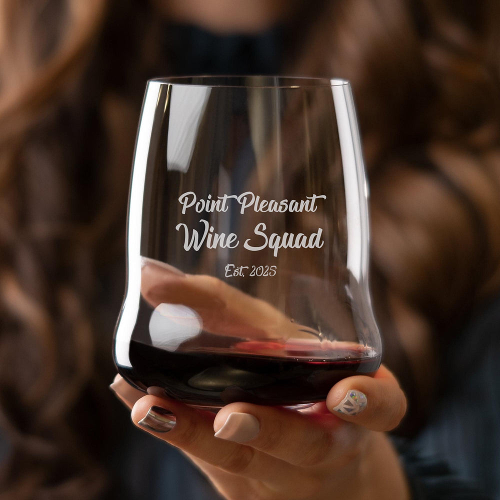 Riedel Wings to Fly Stemless Wine Glass with Believe in the Magic of Christmas Design lifetime engraving