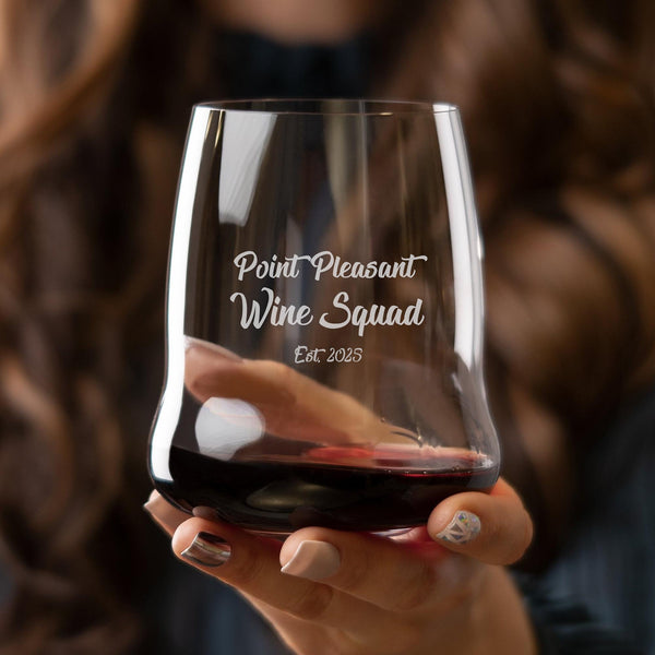 Riedel Wings to Fly Stemless Wine Glass with Believe in the Magic of Christmas Design lifetime engraving