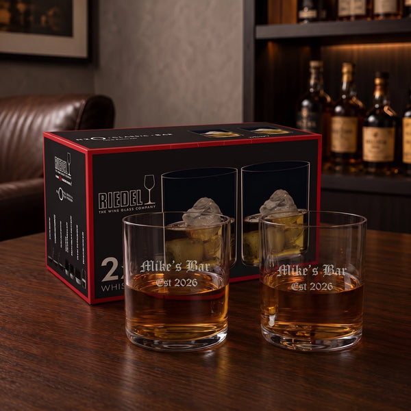 Riedel The O Wine Tumbler Whisky H2O Glasses, 15oz, Set of 2 lifetime engraving