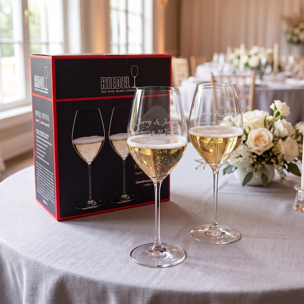 Riedel Veritas Champagne Glasses, 15oz, Set of 2 lifetime engraving