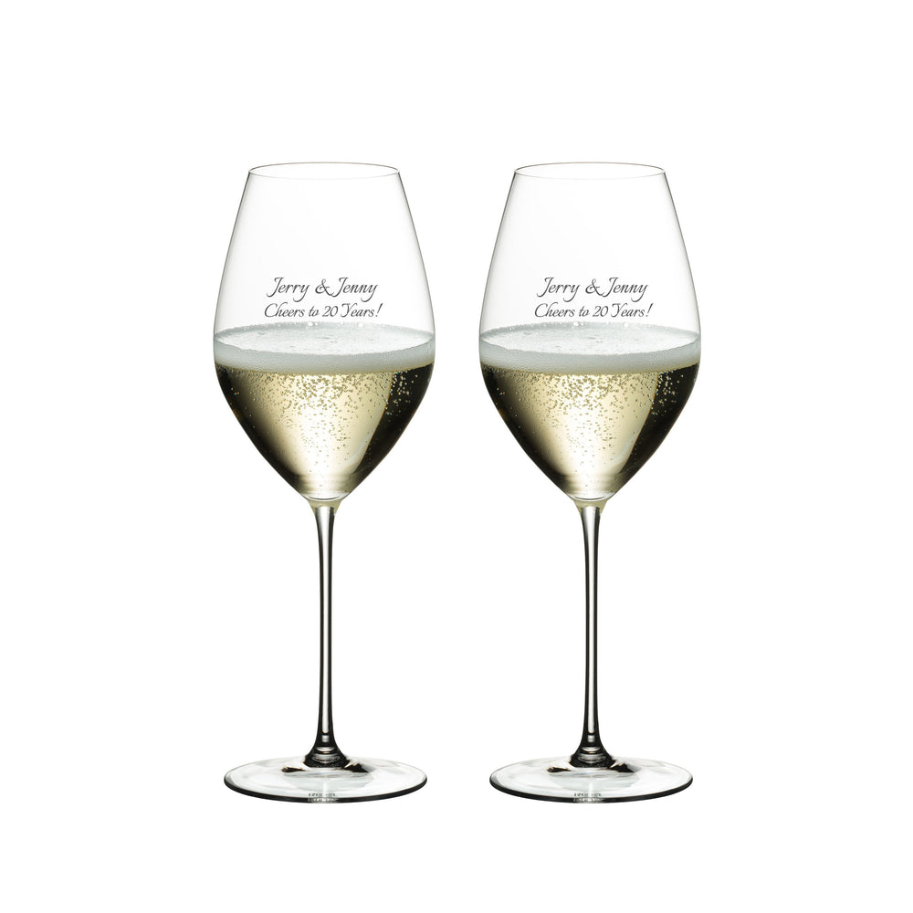 Riedel Veritas 15.69oz Champagne Glasses, Set of 2 lifetime engraving