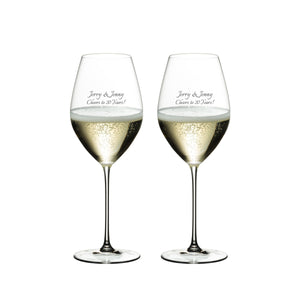 Riedel Veritas 15.69oz Champagne Glasses, Set of 2 lifetime engraving