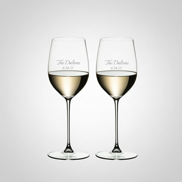 Riedel Veritas Viognier/Chardonnay 13oz Wine Glasses, Set of 2 lifetime engraving