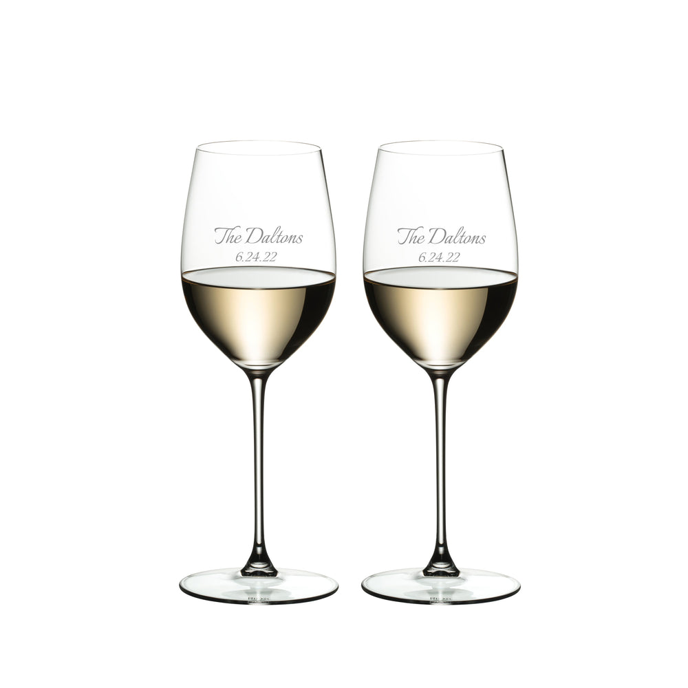 Riedel Veritas Viognier/Chardonnay 13oz Wine Glasses, Set of 2 lifetime engraving