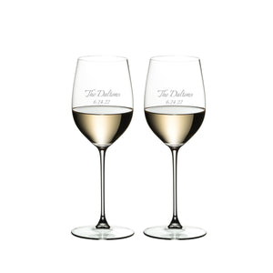 Riedel Veritas Viognier/Chardonnay 13oz Wine Glasses, Set of 2 lifetime engraving