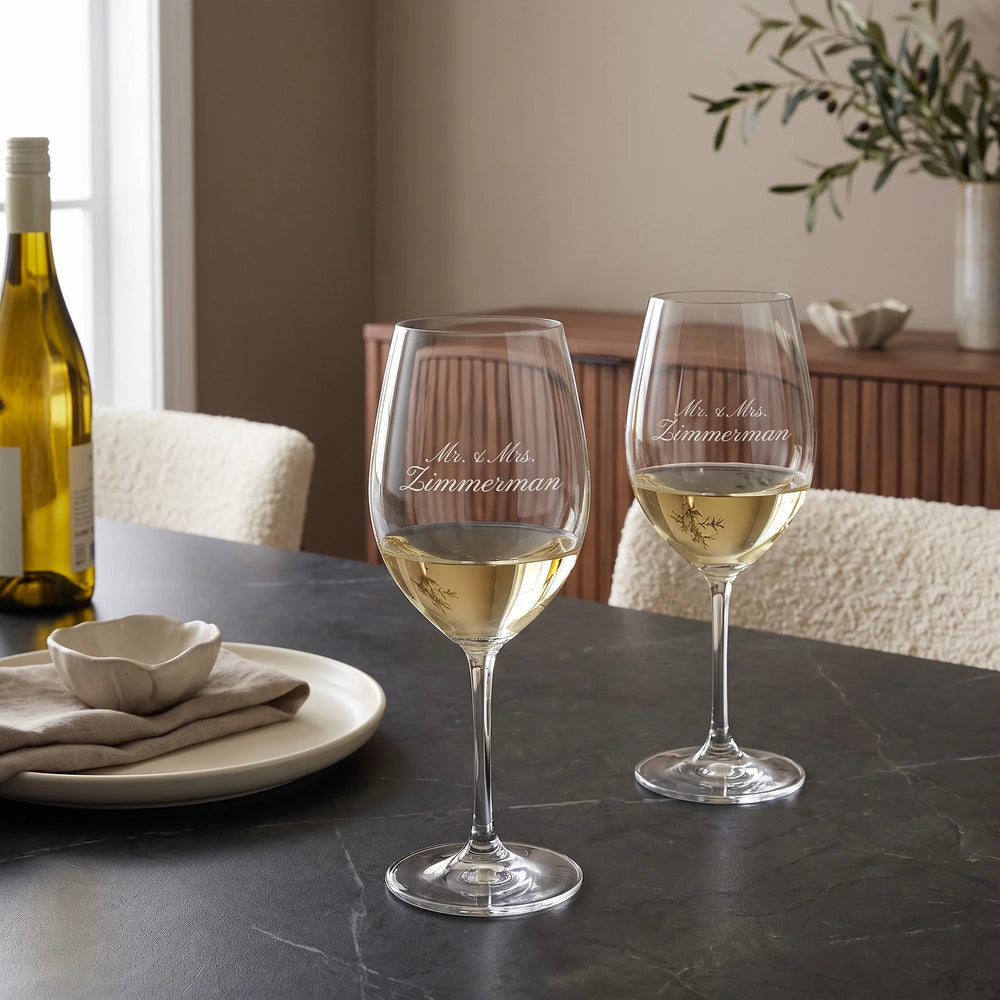 Riedel Vinum Viognier/Chardonnay Wine Glasses, 13oz, Set of 2 lifetime engraving