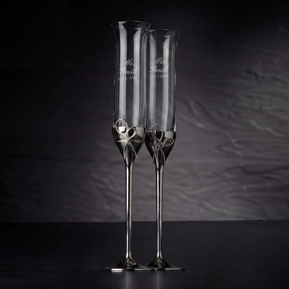 Vera Wang Love Knots Silver Champagne Flutes, 5oz, Set of 2
