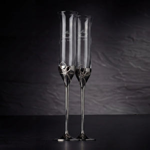 Vera Wang Love Knots Silver Champagne Flutes, 5oz, Set of 2