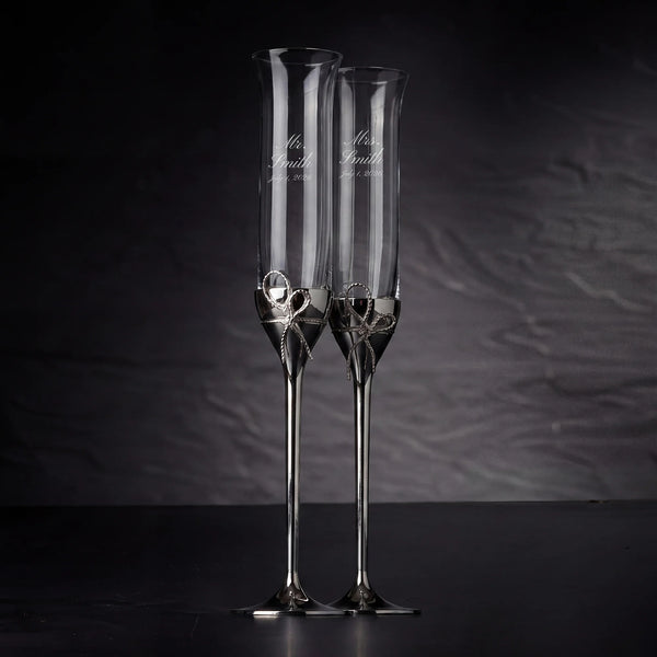Vera Wang Love Knots Silver Champagne Flutes, 5oz, Set of 2