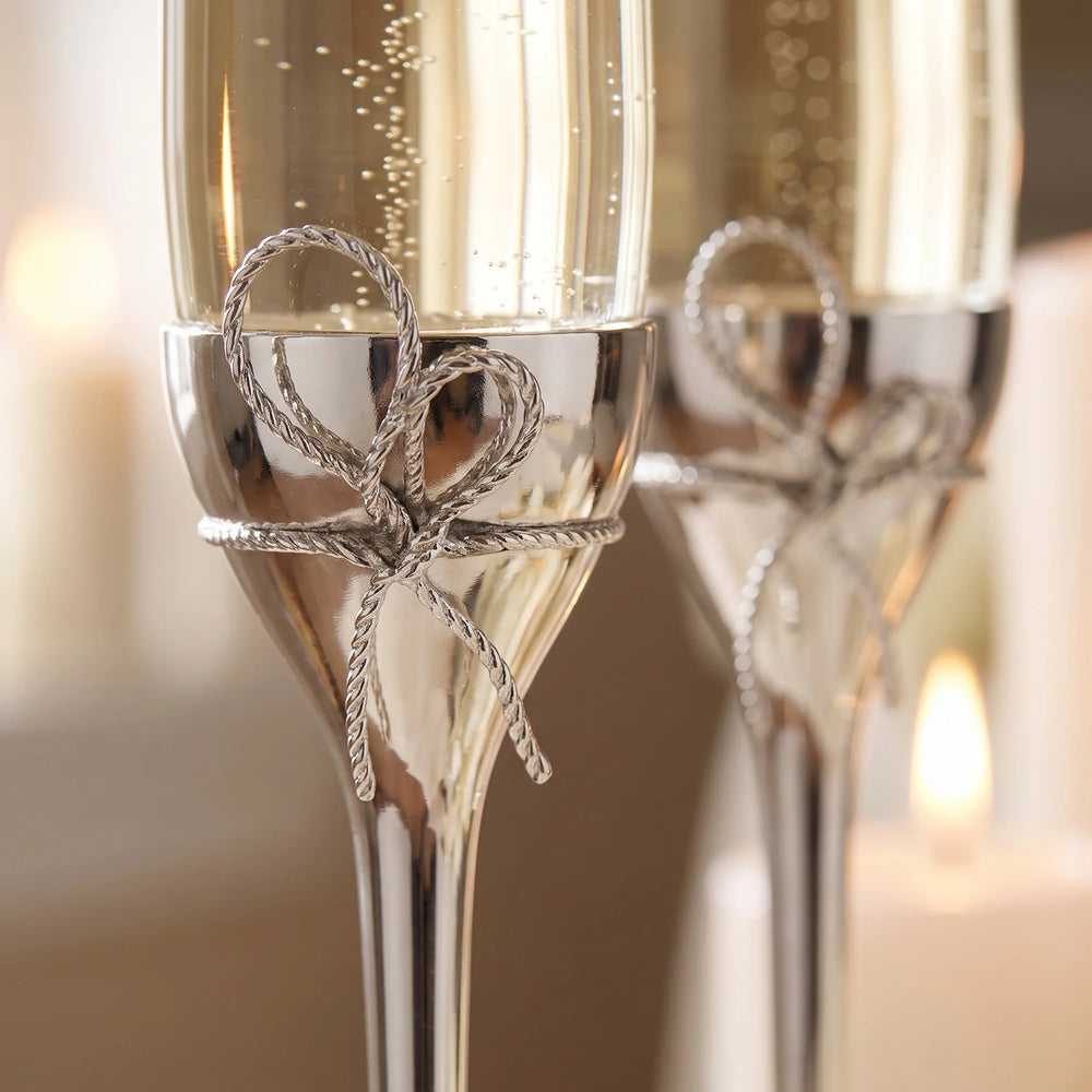 Vera Wang Love Knots Silver Champagne Flutes, 5oz, Set of 2 lifetime engraving