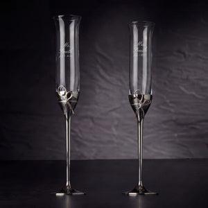 Vera Wang Love Knots Silver Champagne Flutes, 5oz, Set of 2