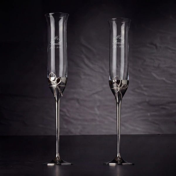 Vera Wang Love Knots Silver Champagne Flutes, 5oz, Set of 2