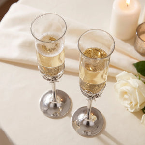 Vera Wang Love Knots Silver Champagne Flutes, 5oz, Set of 2 lifetime engraving