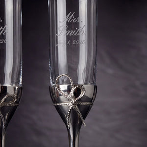 Vera Wang Love Knots Silver Champagne Flutes, 5oz, Set of 2