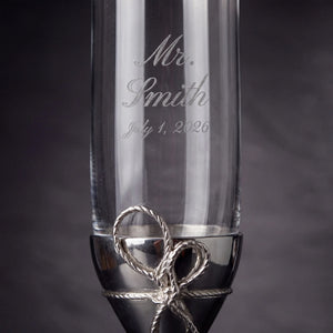 Vera Wang Love Knots Silver Champagne Flutes, 5oz, Set of 2