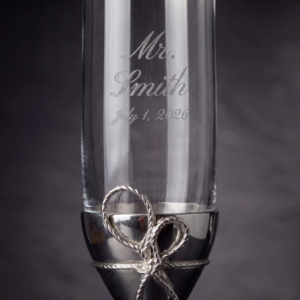 Vera Wang Love Knots Silver Champagne Flutes, 5oz, Set of 2