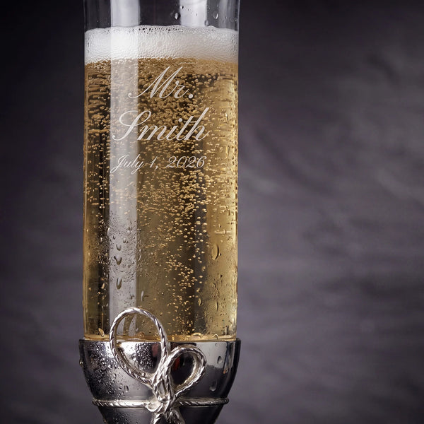Vera Wang Love Knots Silver Champagne Flutes, 5oz, Set of 2