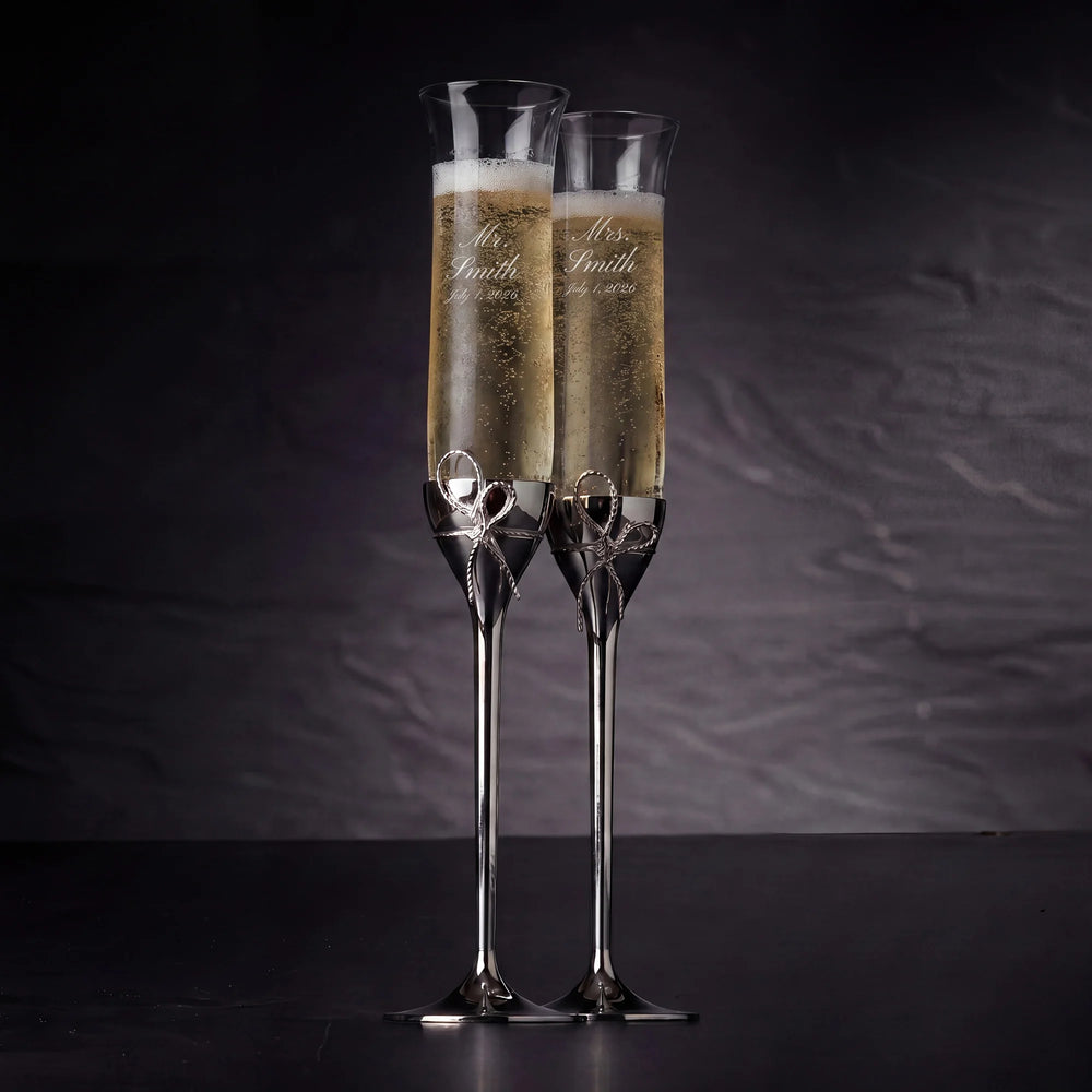 Vera Wang Love Knots Silver Champagne Flutes, 5oz, Set of 2