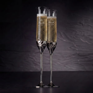 Vera Wang Love Knots Silver Champagne Flutes, 5oz, Set of 2