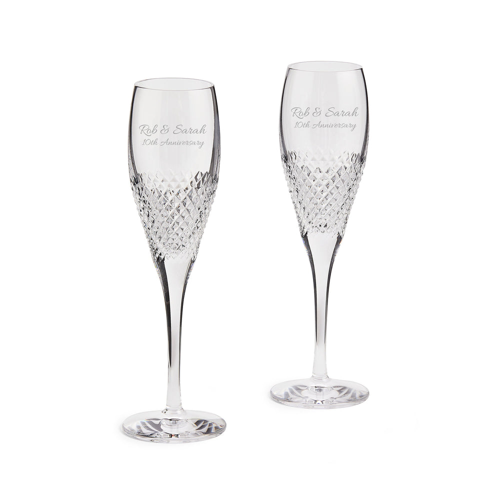 Vera Wang Wedgwood Diamond Mosaic Champagne Flutes, Set of 2 lifetime engraving