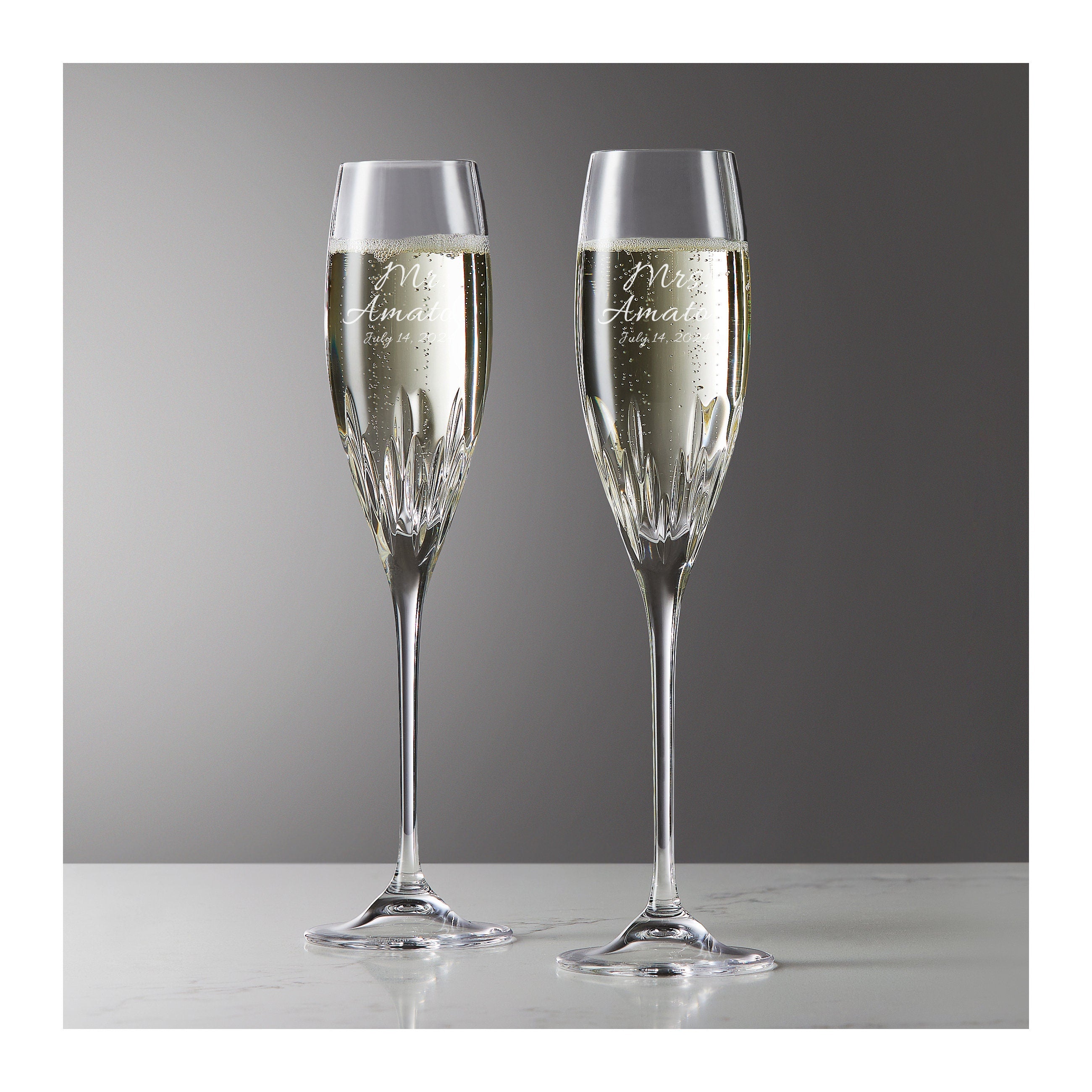 Vera Wang Wedgwood Duchess Champagne Flutes, Set of 2 lifetime engraving