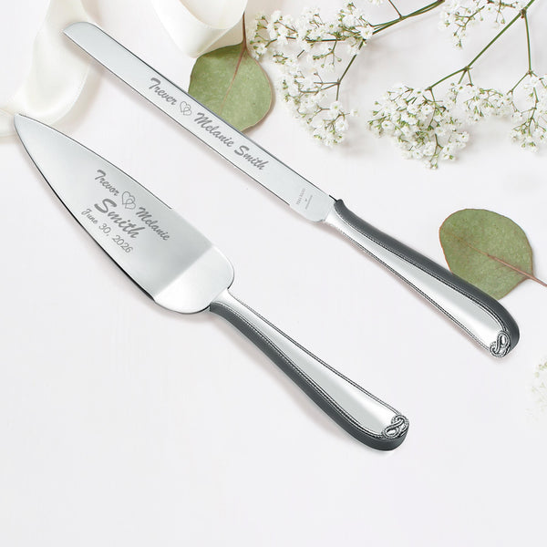 Wedgwood Vera Wang Infinity Silver Wedding Cake Knife and Server lifetime engraving