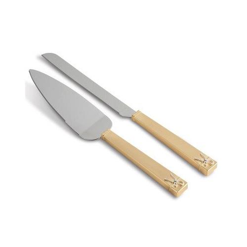 Wedgwood Vera Wang Love Knots Gold 2pc Dessert Set lifetime engraving