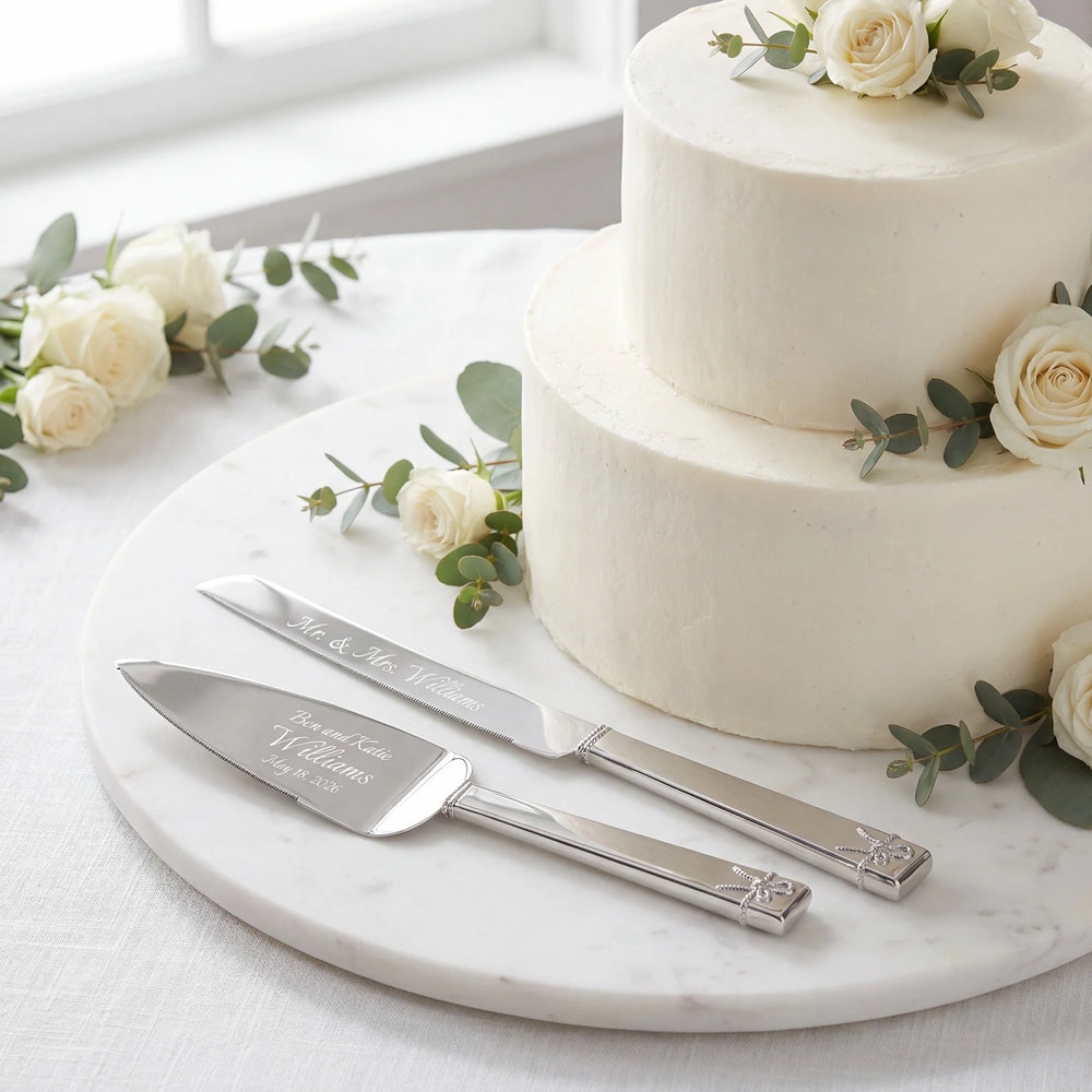Vera Wang Wedgwood Love Knots Silver Wedding Cake Knife and Server Set