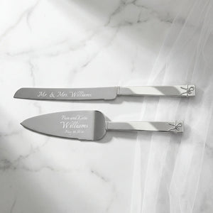 Vera Wang Wedgwood Love Knots Silver Wedding Cake Knife and Server Set
