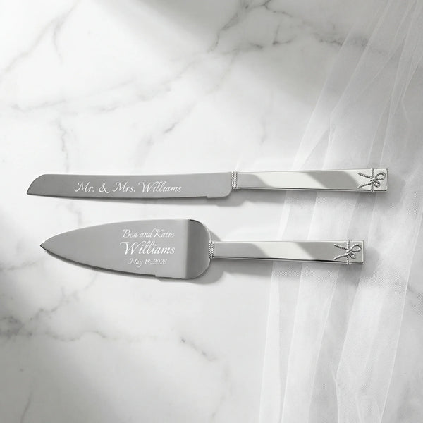 Vera Wang Wedgwood Love Knots Silver Wedding Cake Knife and Server Set