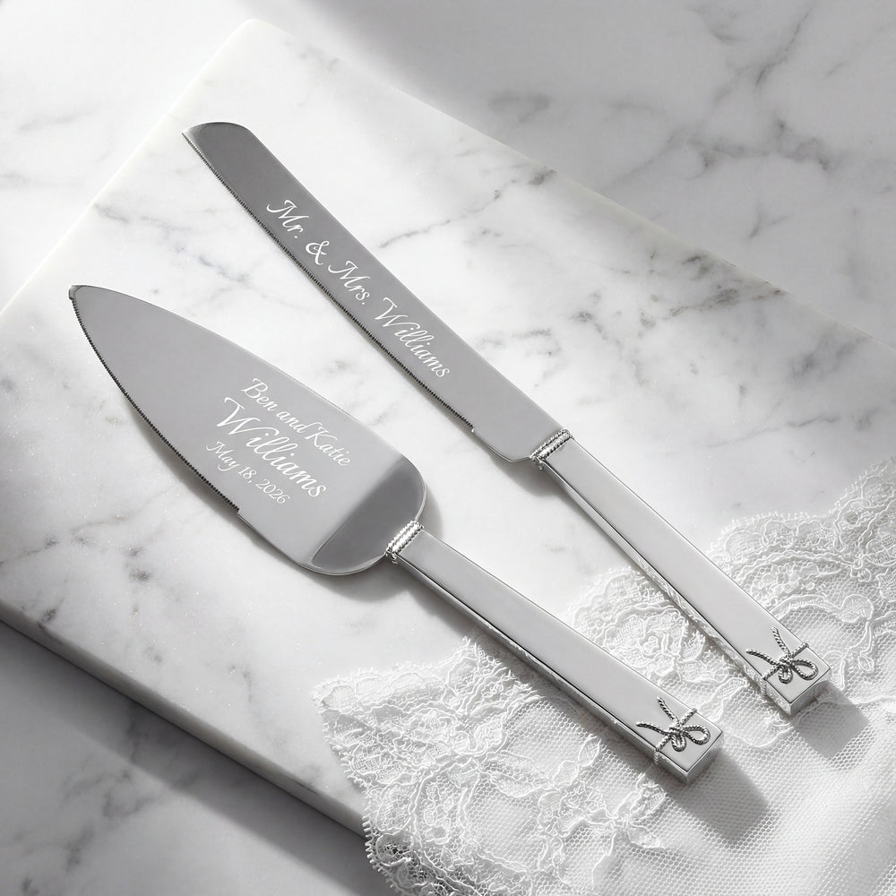 Vera Wang Wedgwood Love Knots Silver Wedding Cake Knife and Server Set