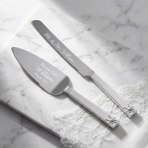 Vera Wang Wedgwood Love Knots Silver Wedding Cake Knife and Server Set