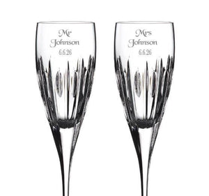 Waterford Ardan Mara Champagne Flutes, Set of 2 lifetime engraving