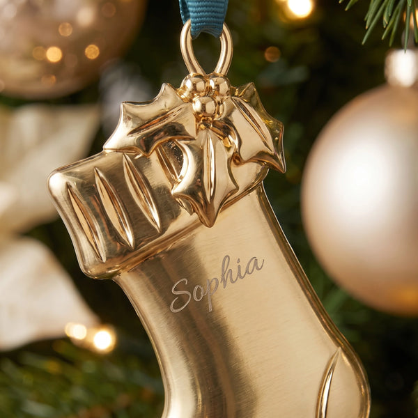 Waterford Christmas Stocking Golden Ornament lifetime engraving