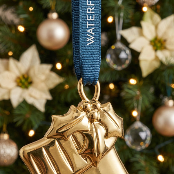 Waterford Christmas Stocking Golden Ornament lifetime engraving