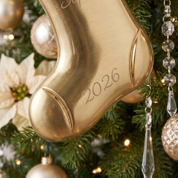 Waterford Christmas Stocking Golden Ornament lifetime engraving