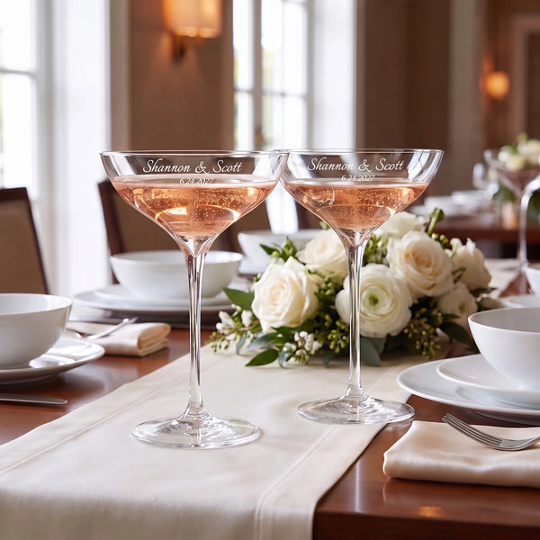Waterford Elegance Champagne Belle Coupe Glasses, 7oz, Set of 2 lifetime engraving