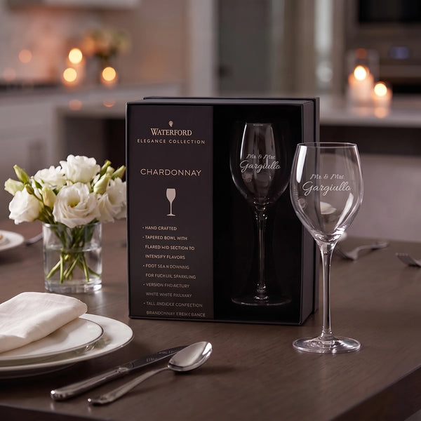 Waterford Elegance Chardonnay Wine Glasses, 14oz, Set of 2 lifetime engraving