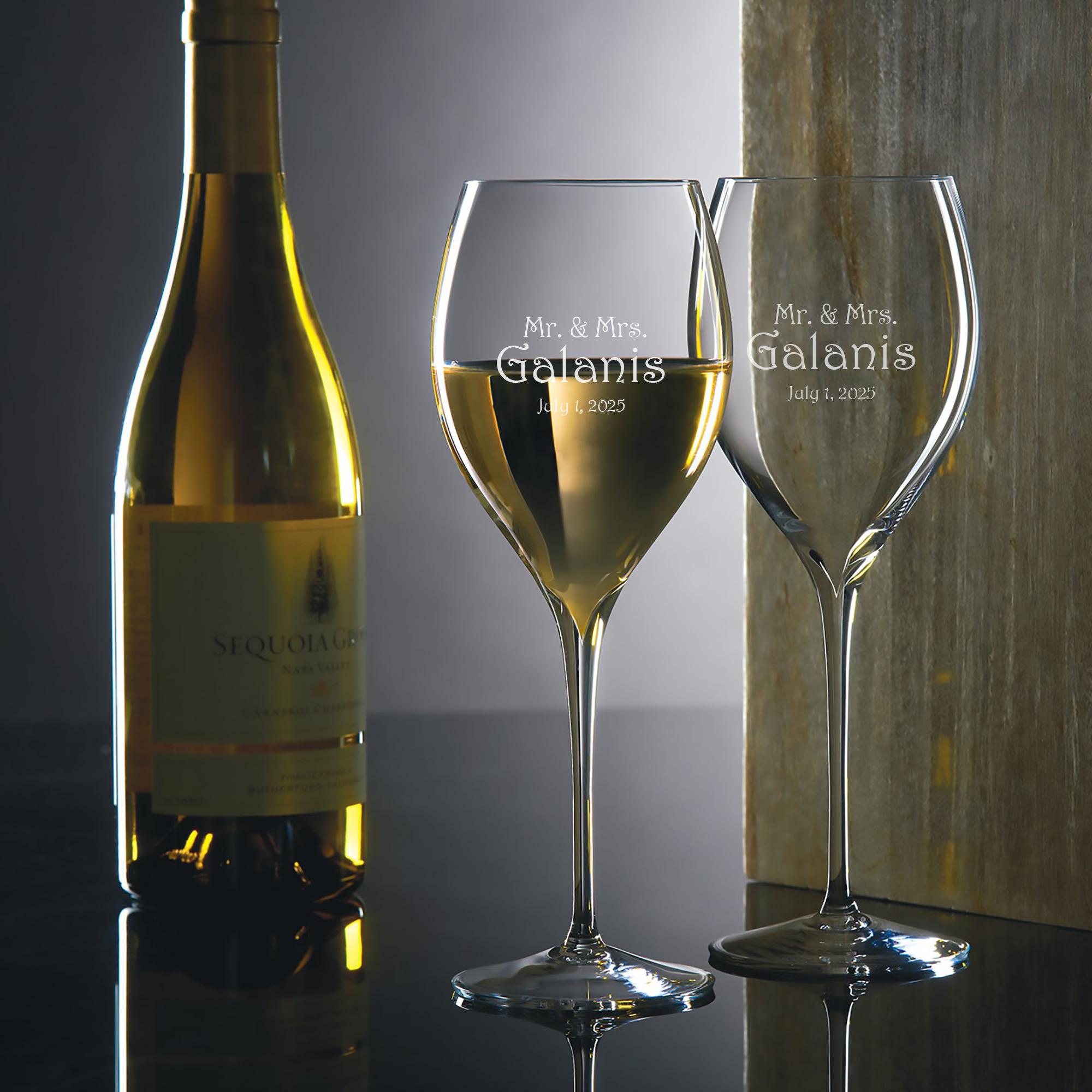 Engraved Waterford Elegance Chardonnay Wine Glasses, Set of 2
