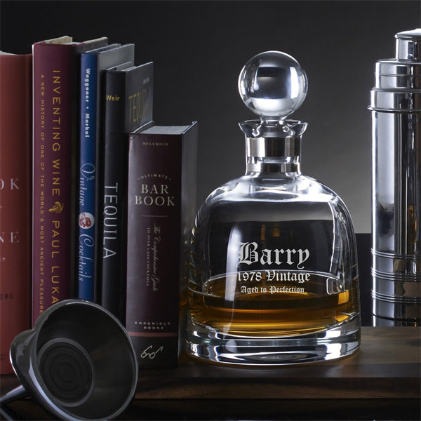 Waterford Elegance Crystal Short Whiskey Decanter, 37.2oz lifetime engraving