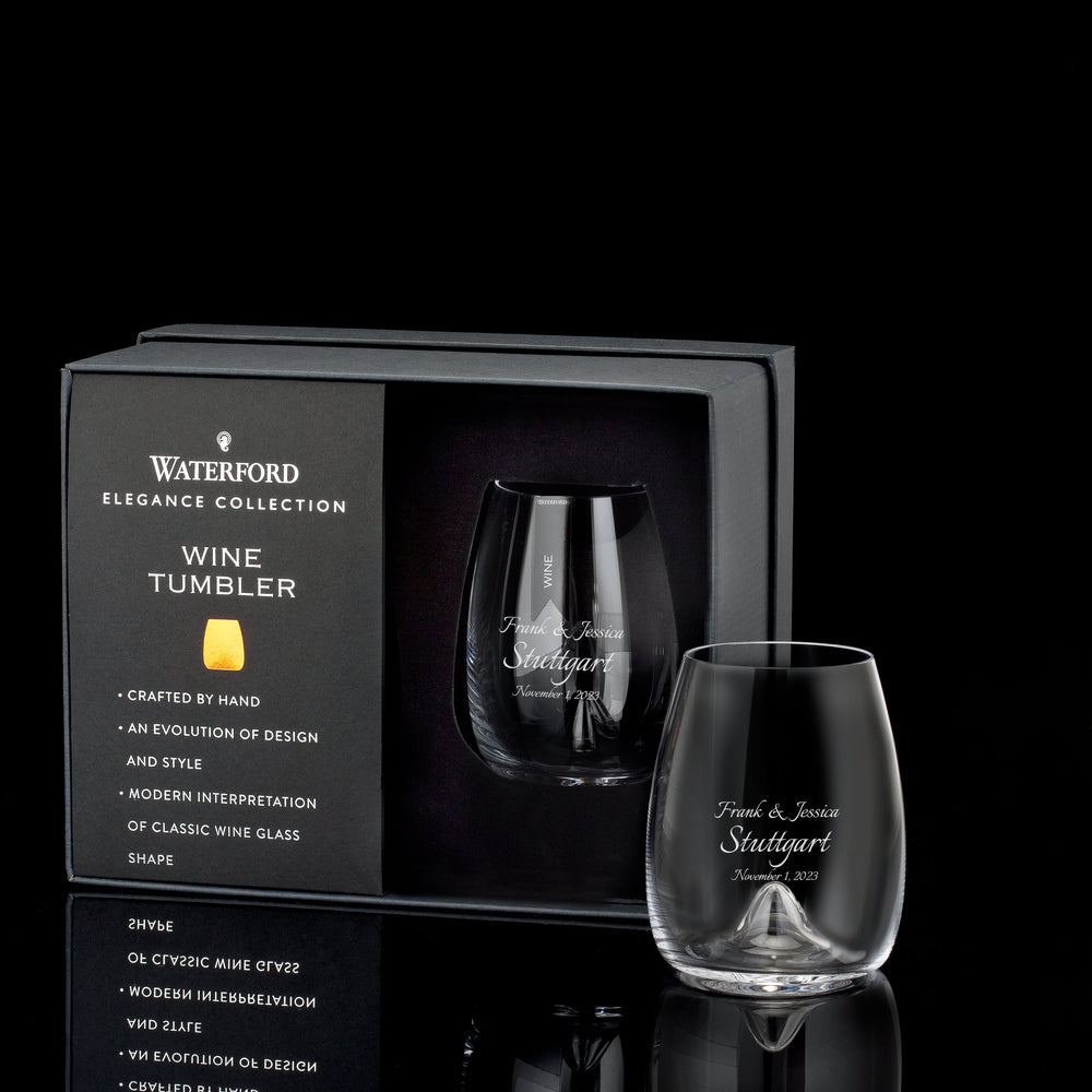 Waterford Elegance 17.6oz Stemless Wine Glasses, Set of 2 lifetime engraving