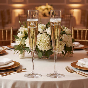 Waterford Elegance Trumpet Champagne Flutes, 5oz, Set of 2 lifetime engraving