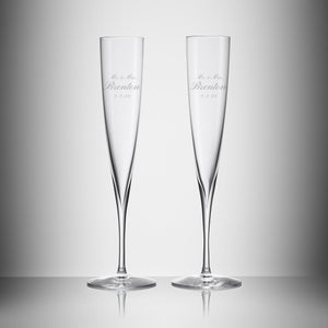 Waterford Elegance Trumpet Champagne Flutes, 5oz, Set of 2 lifetime engraving